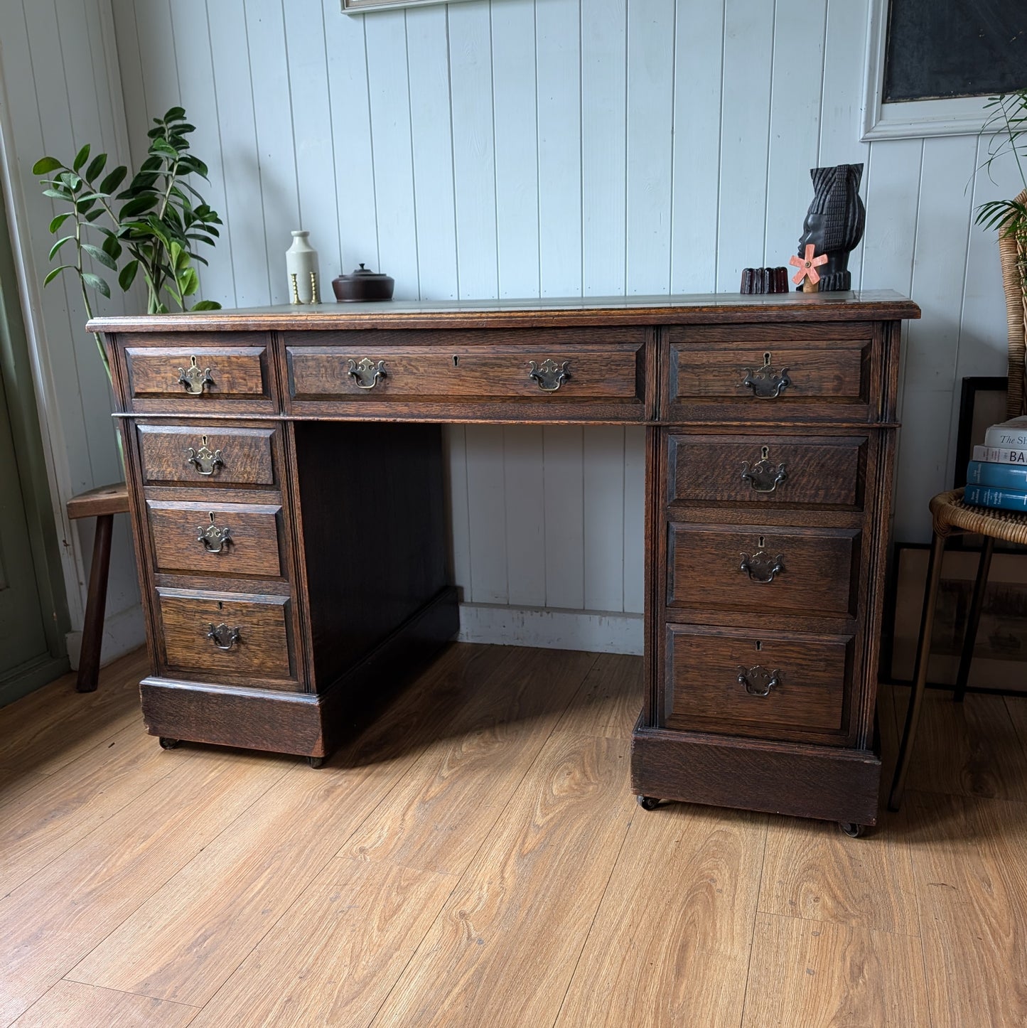 Antique Oak Twin Pedestal Desk