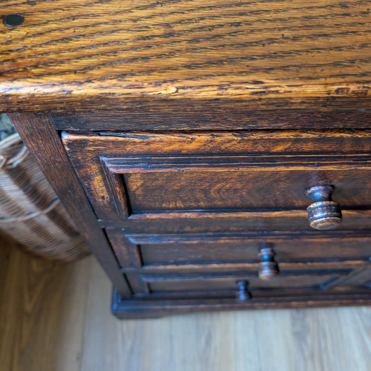 Rustic Solid Oak Antique Chest of Drawers