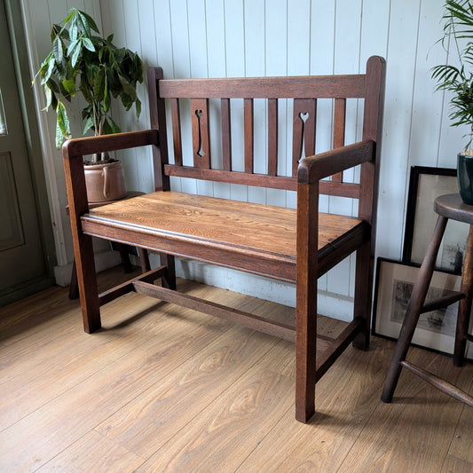 Arts and Crafts Oak Hall Bench