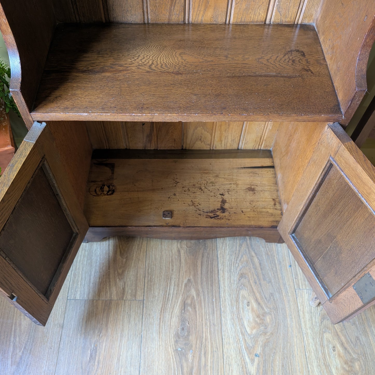Narrow Antique Oak Bookcase with Bookcase.