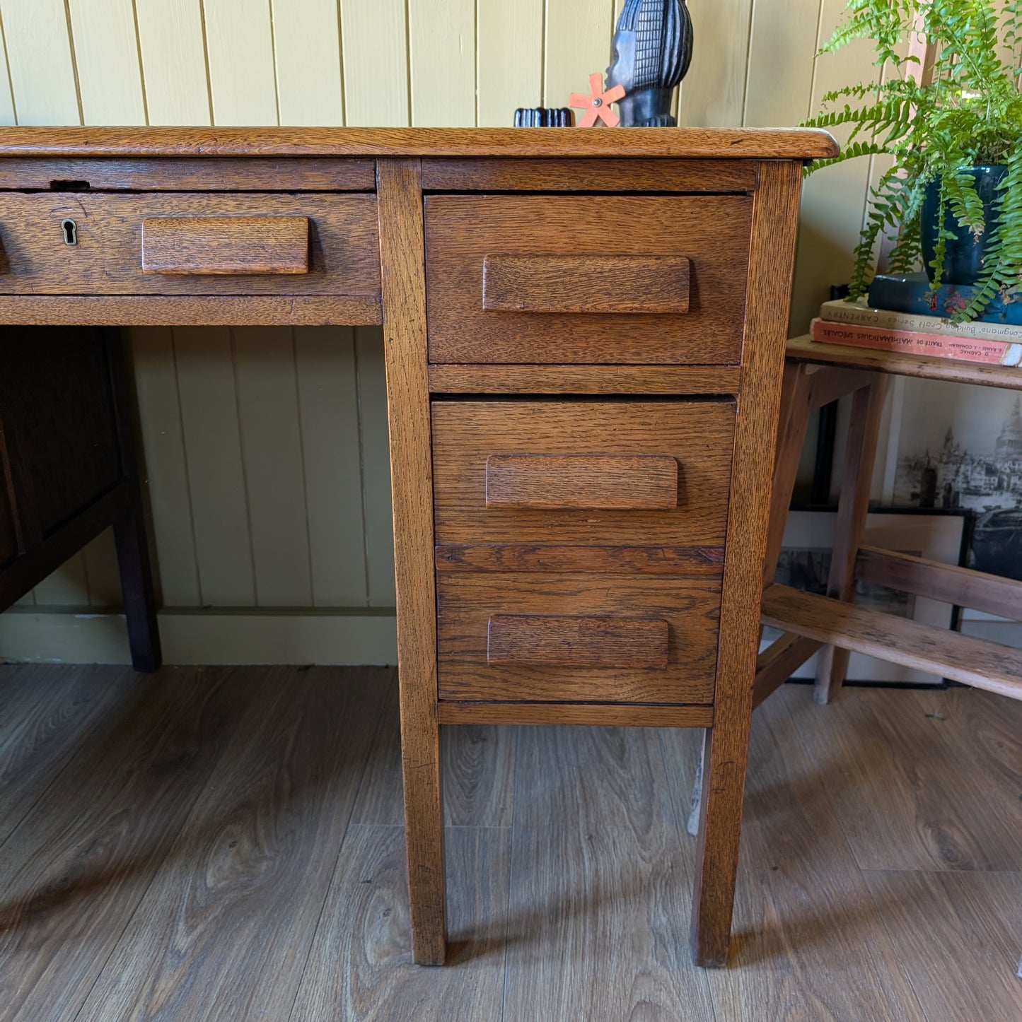 Antique Oak Twin Pedestal Desk