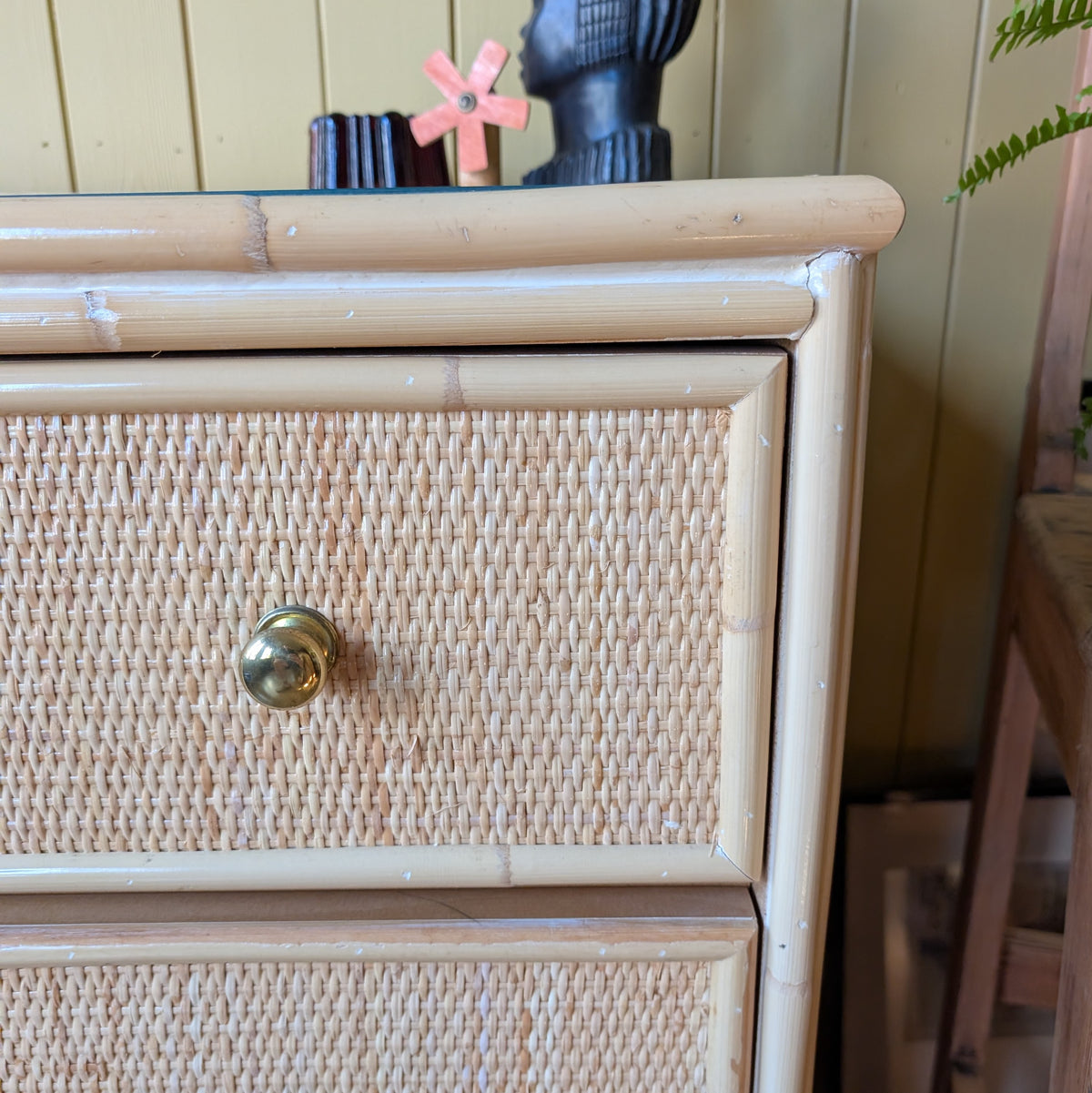 Small Mid Century Bamboo Chest of Drawers