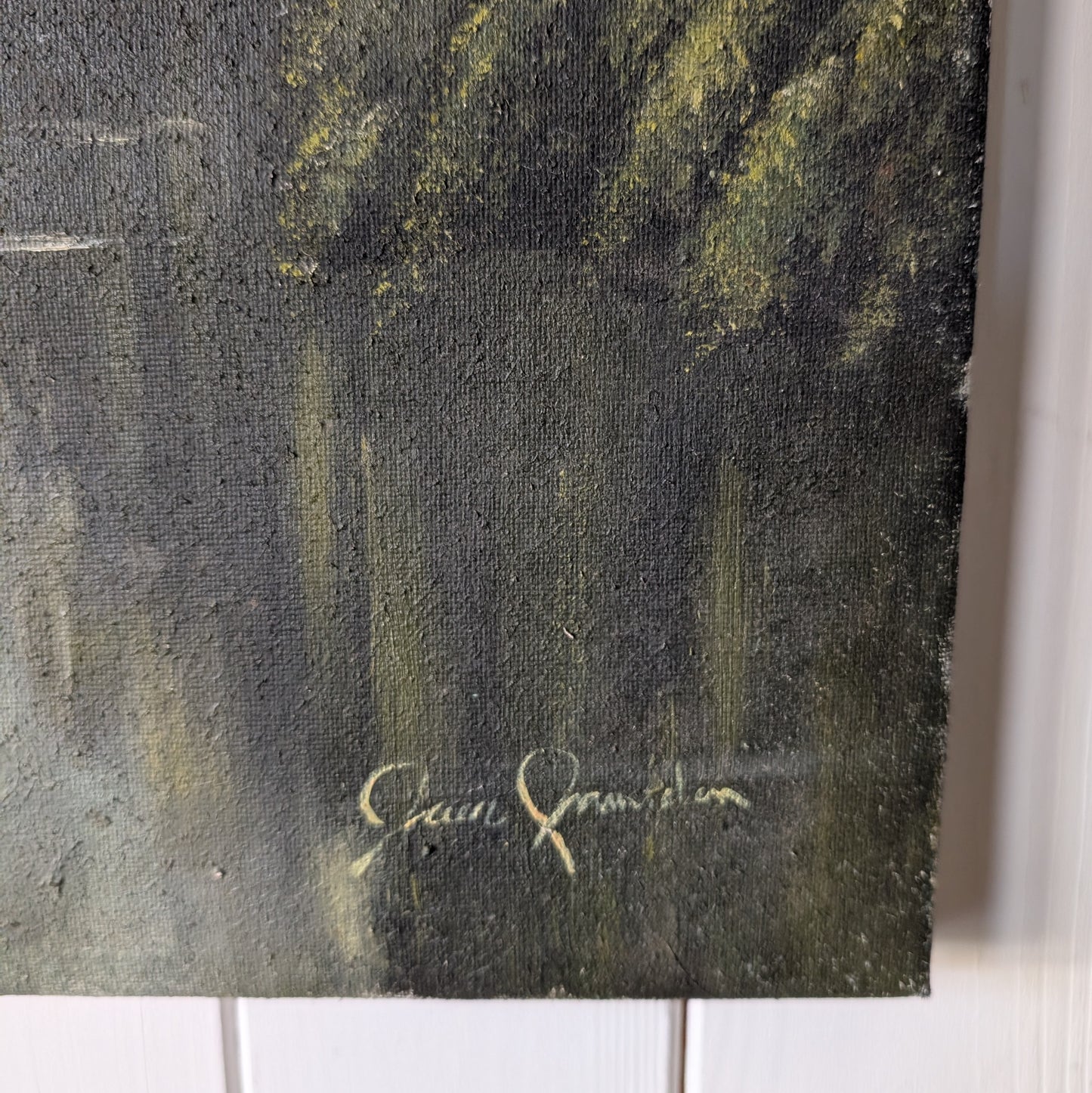 Antique Oil Painting "The Lake House"