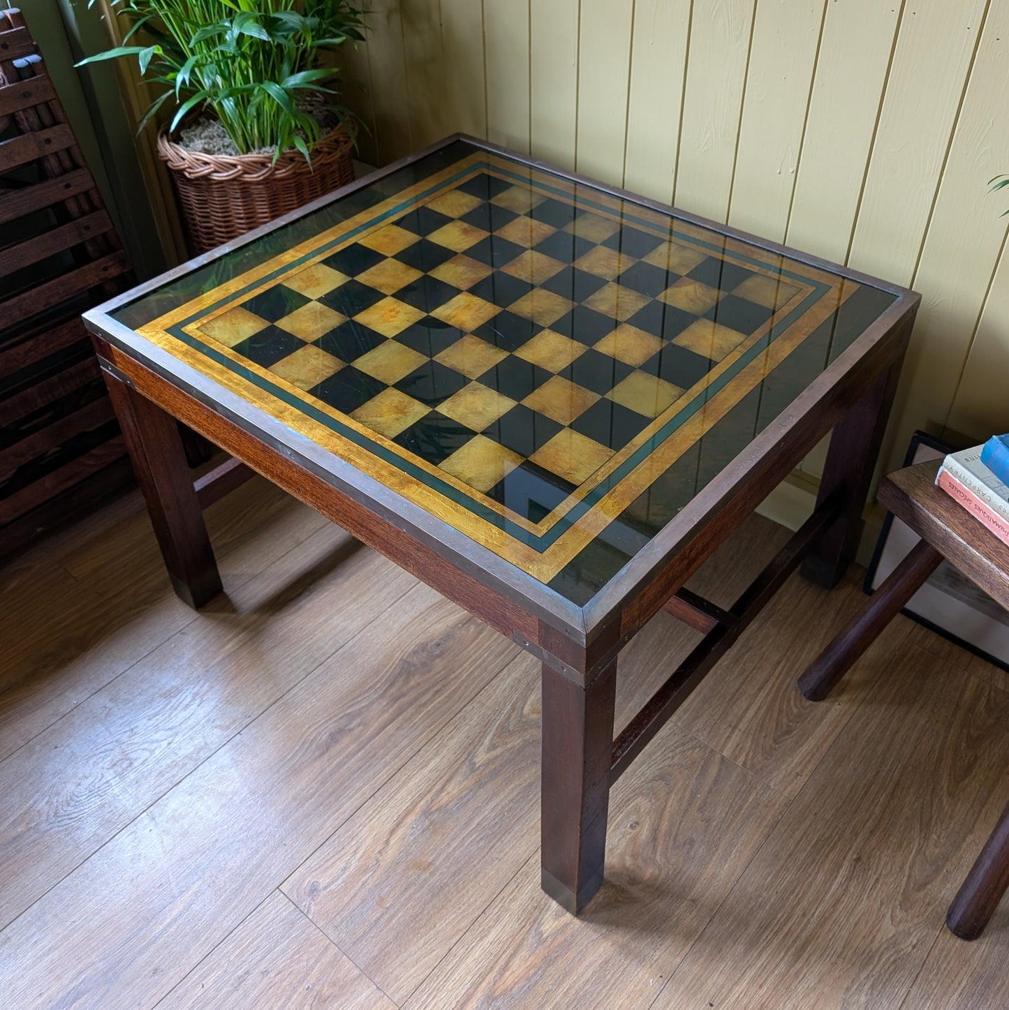 Mid Century Campaign Style Coffee Table/Chess Table