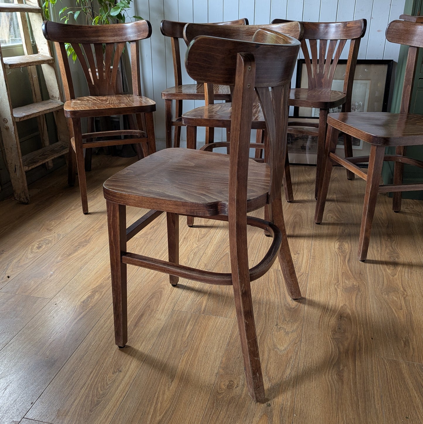 Six Vintage Belgian Bistro Chairs