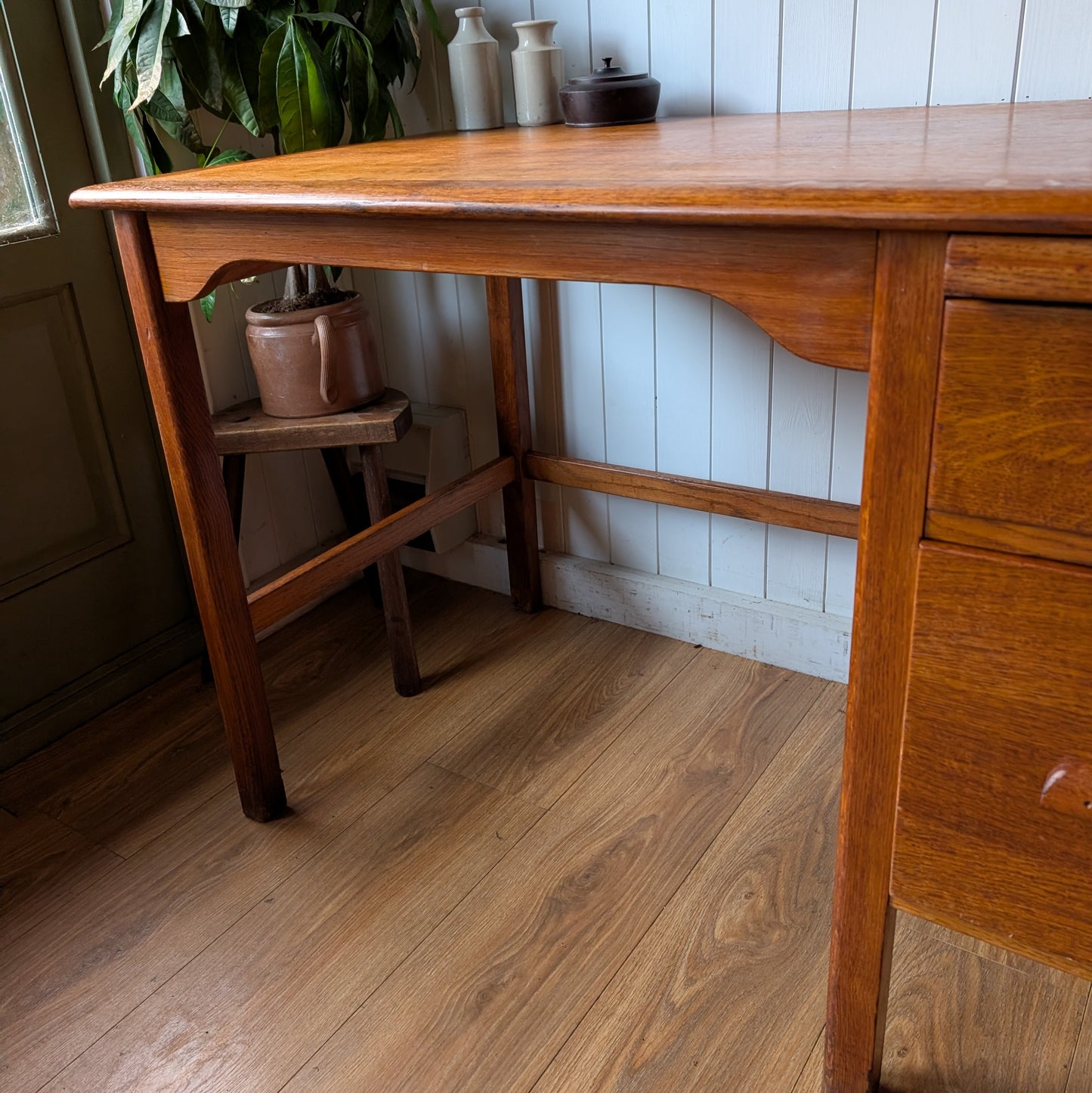 Antique Oak Pedestal Desk