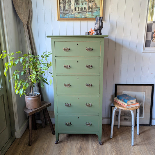 Tall Painted Antique Chest of Drawers