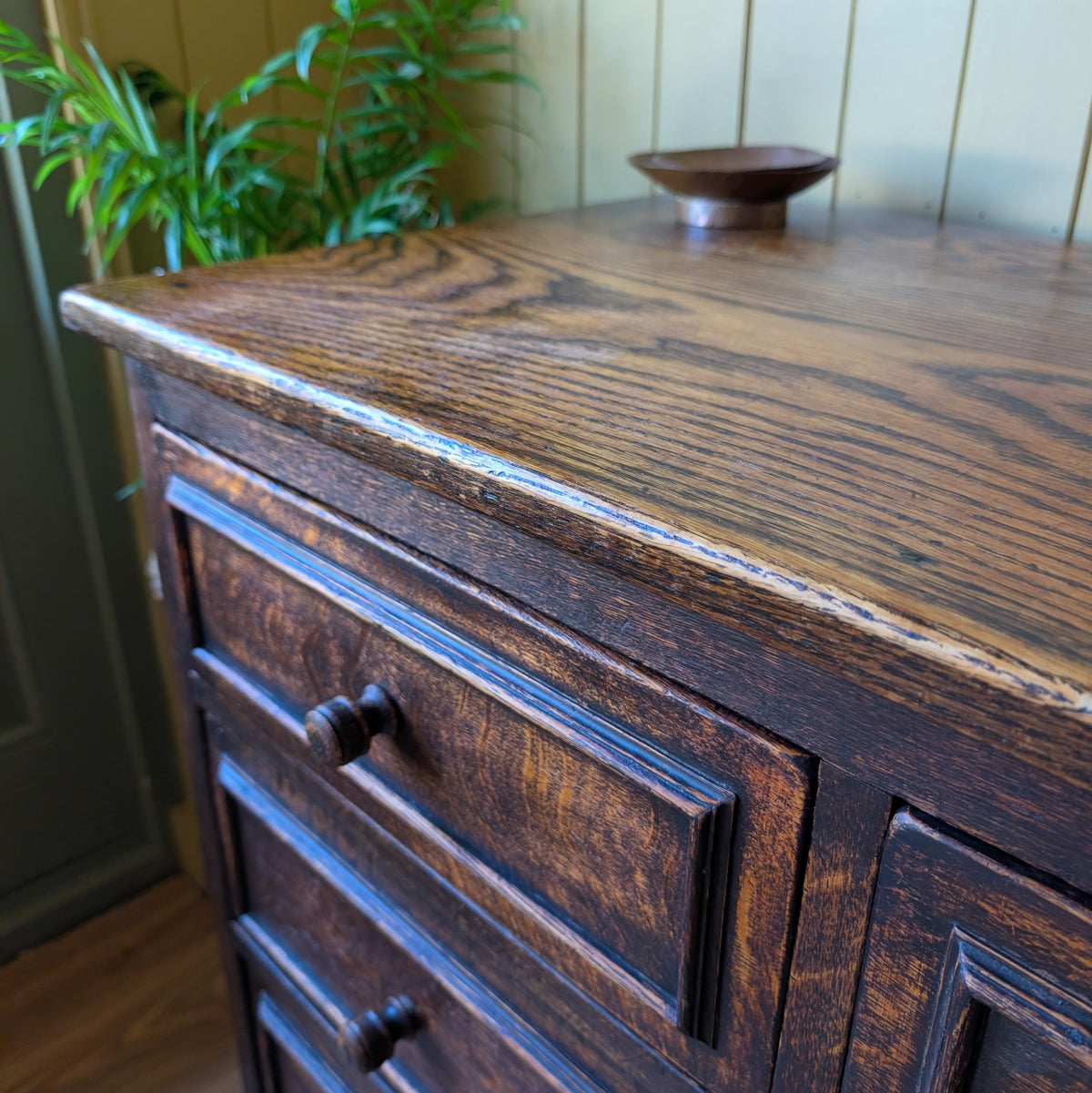 Rustic Solid Oak Antique Chest of Drawers