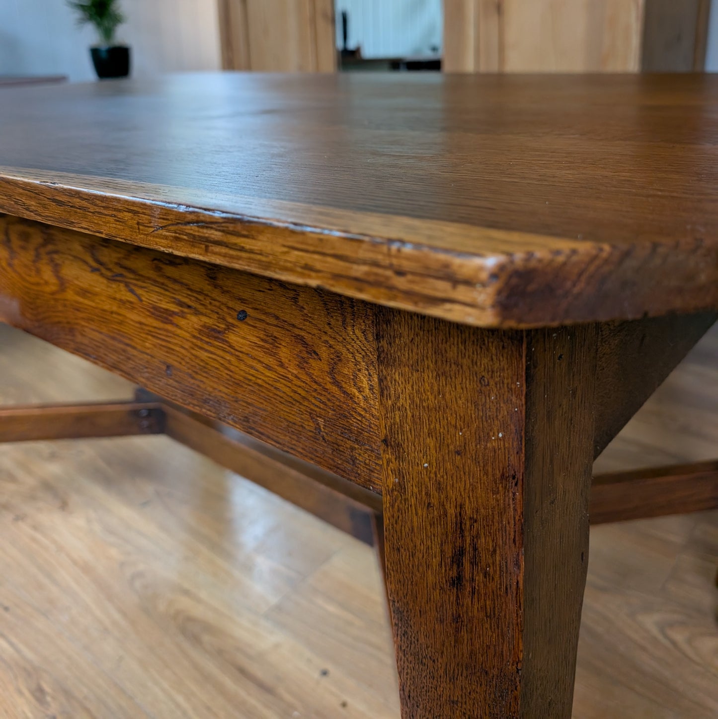 Oak Arts and Crafts Hay Rake Dining Table