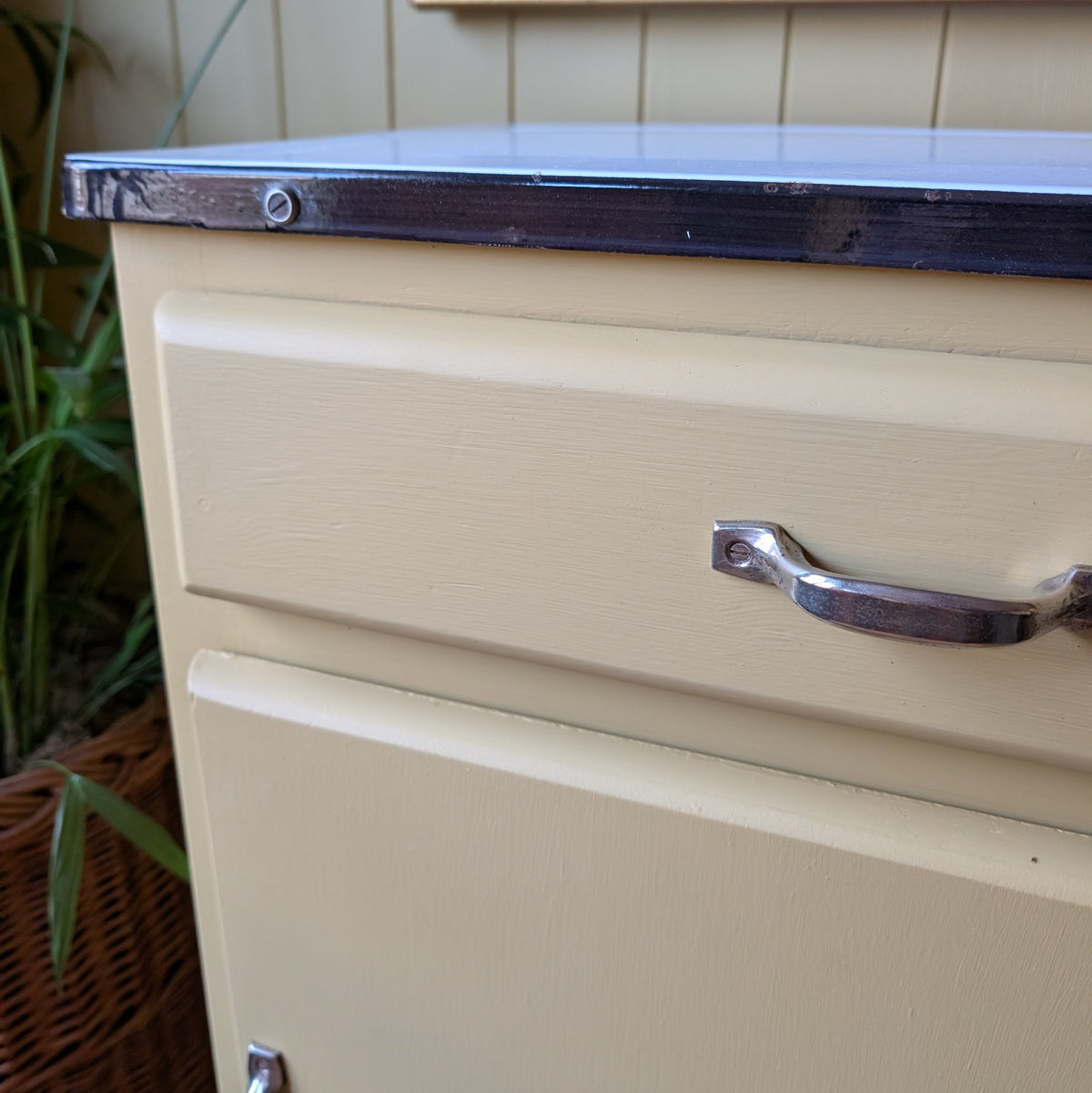 Vintage Freestanding Kitchen Cupboard with Enamel Top