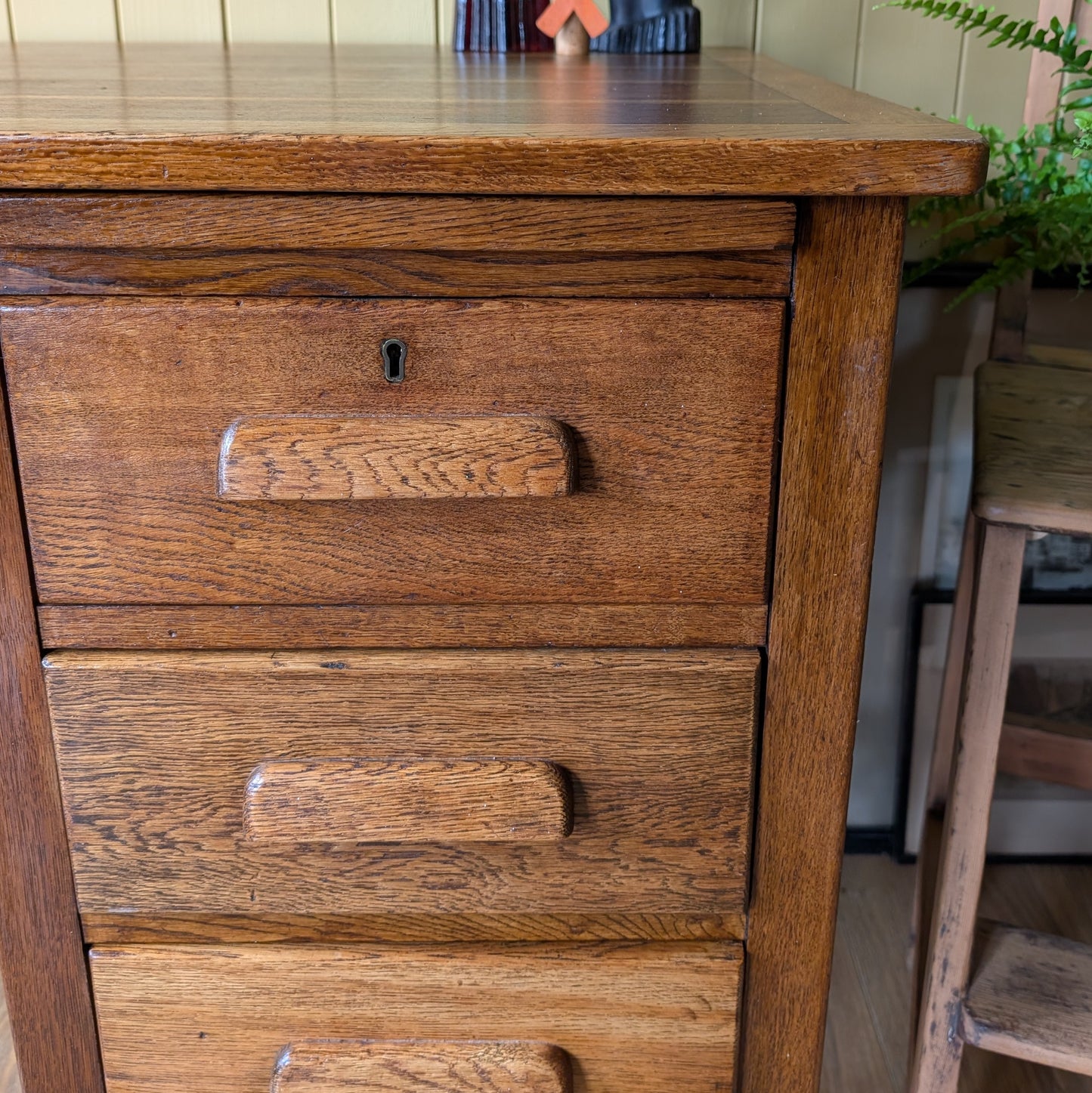 Vintage Oak Pedestal Desk