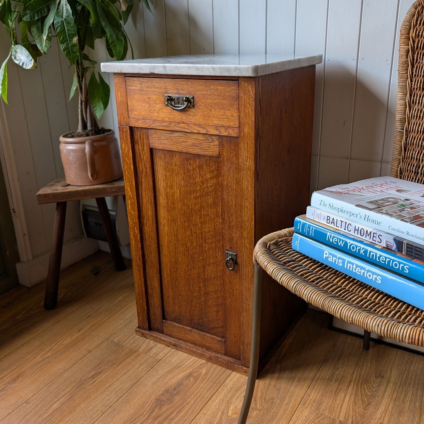 French Marble Top Pot Cupboard