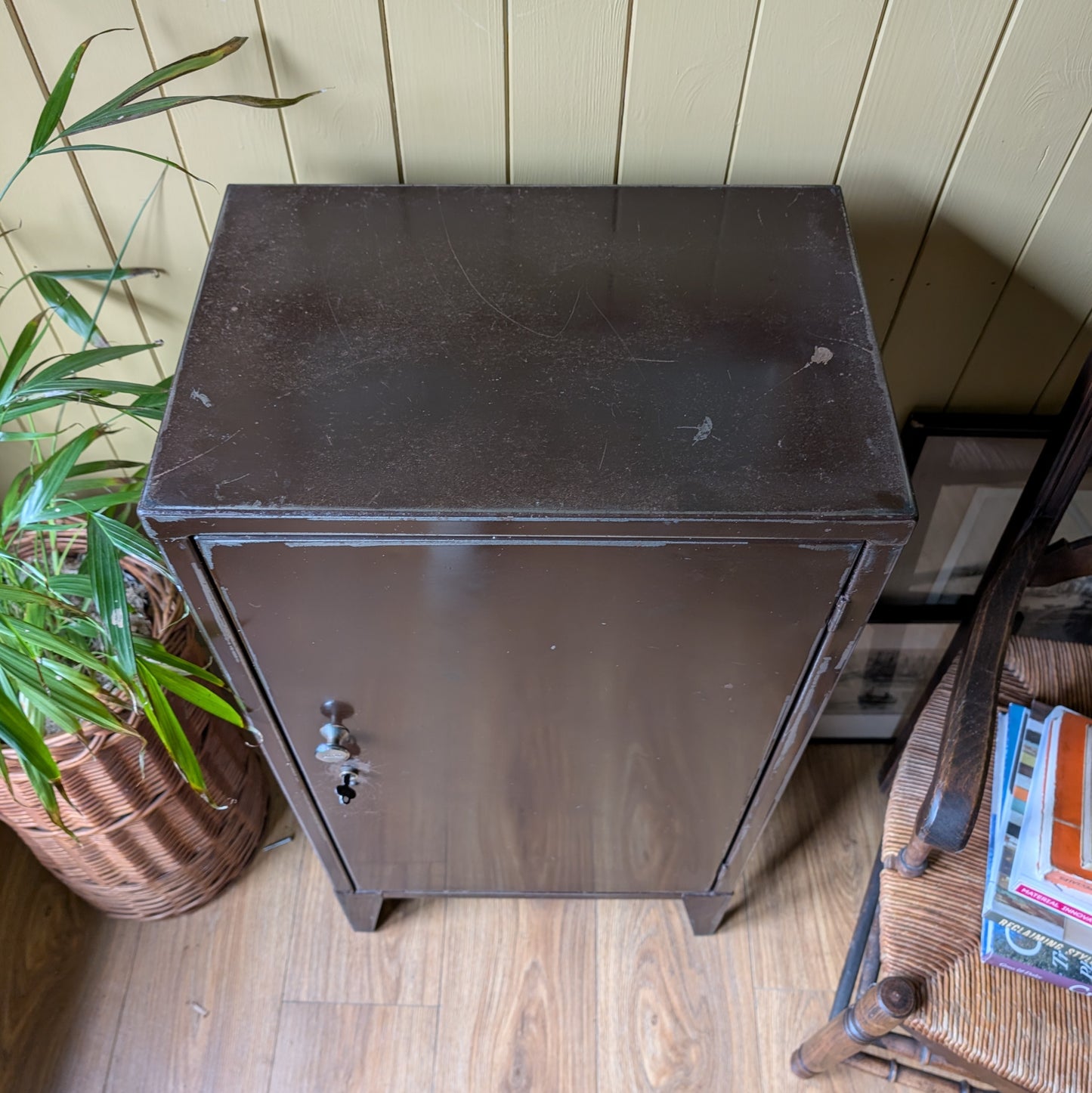 Small Vintage Industrial Steel Cabinet