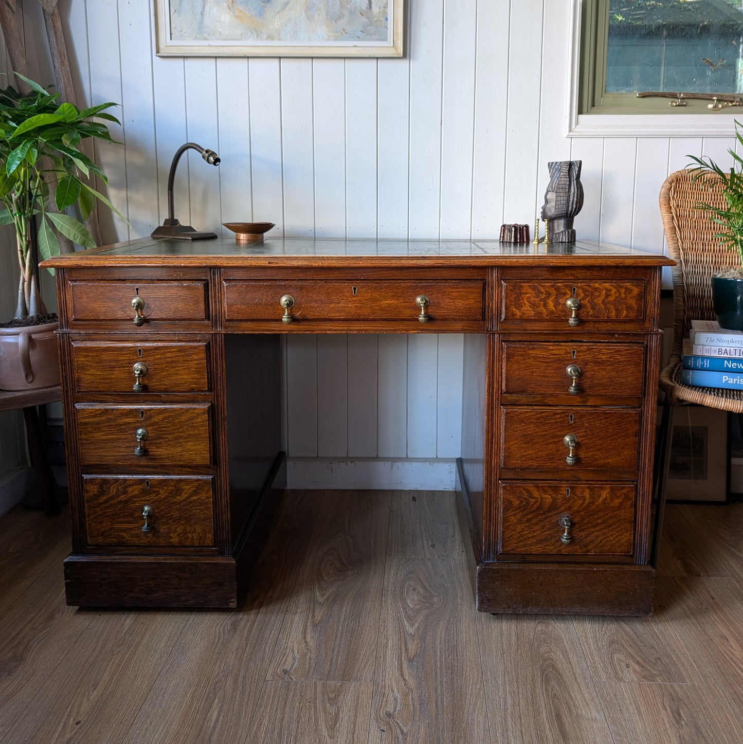 Antique Oak Twin Pedestal Desk