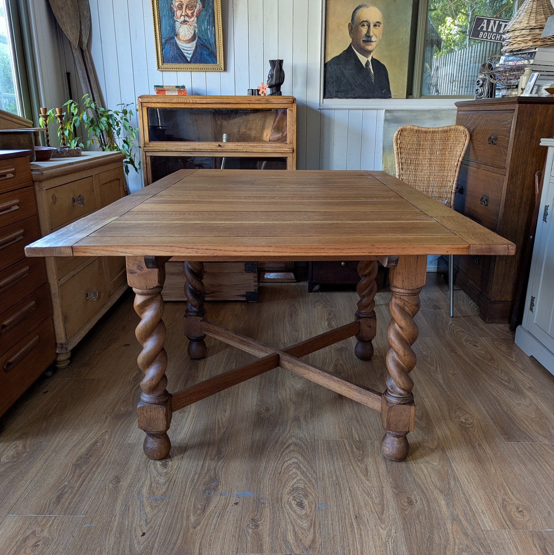 Antique Oak Draw Leaf Table - Main Image