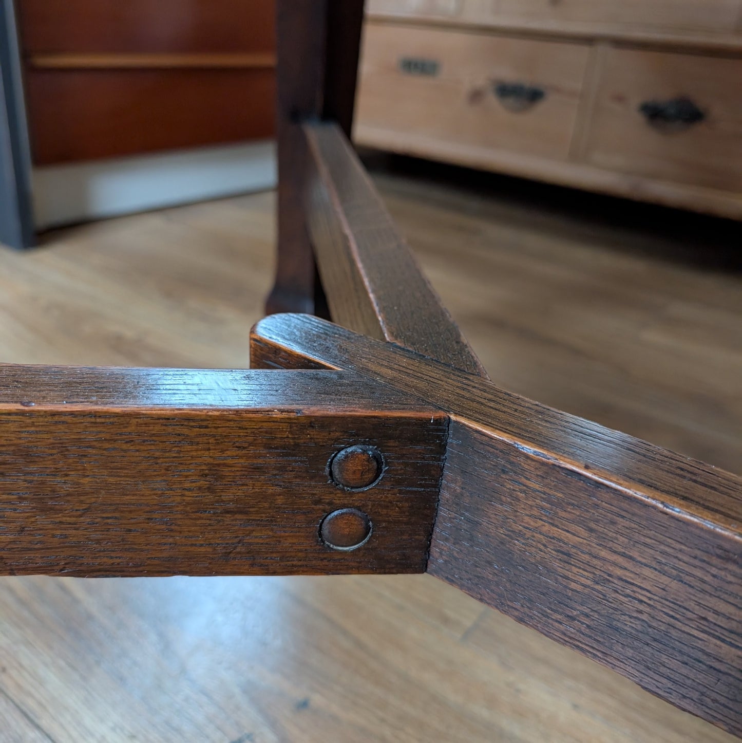 Oak Arts and Crafts Hay Rake Dining Table