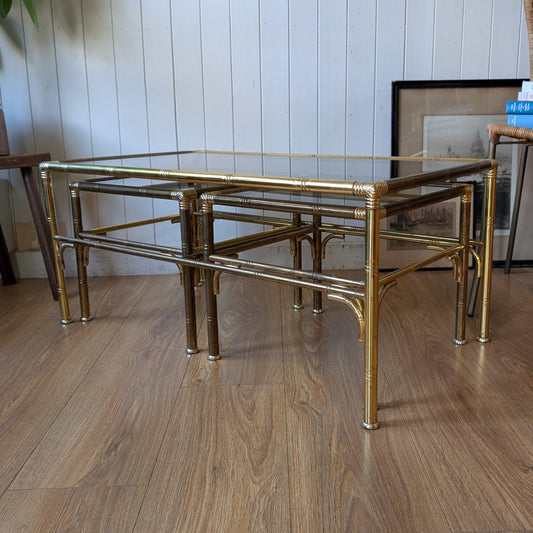 Italian Faux Bamboo Brass Coffee Table