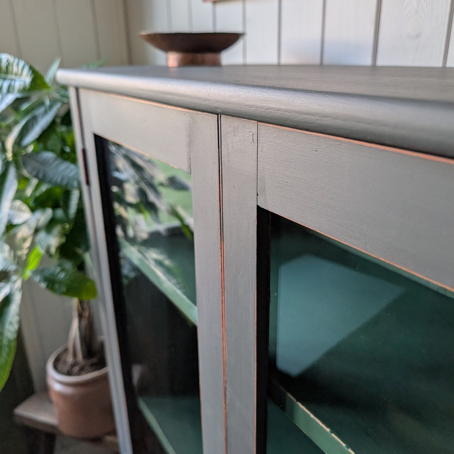 Painted Victorian Glazed Cupboard [ref:7356]