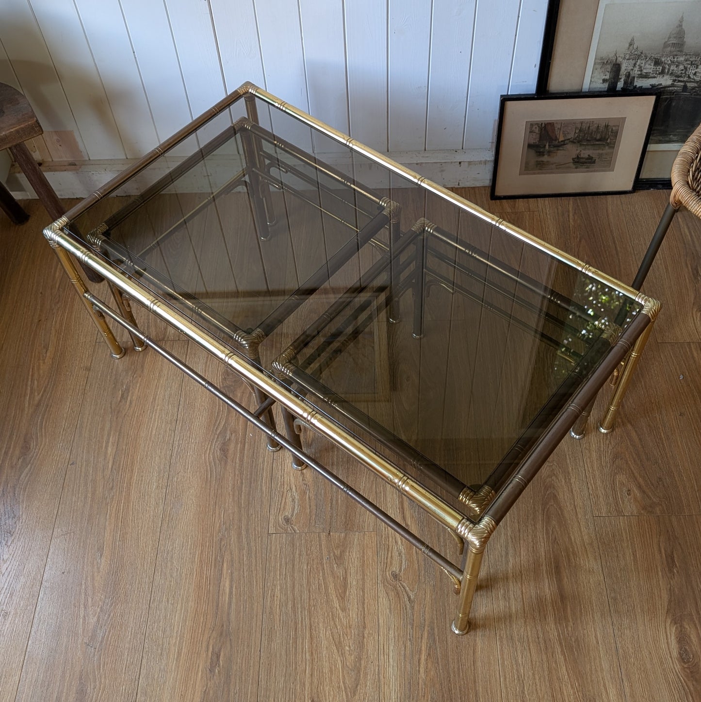 Italian Faux Bamboo Brass Coffee Table