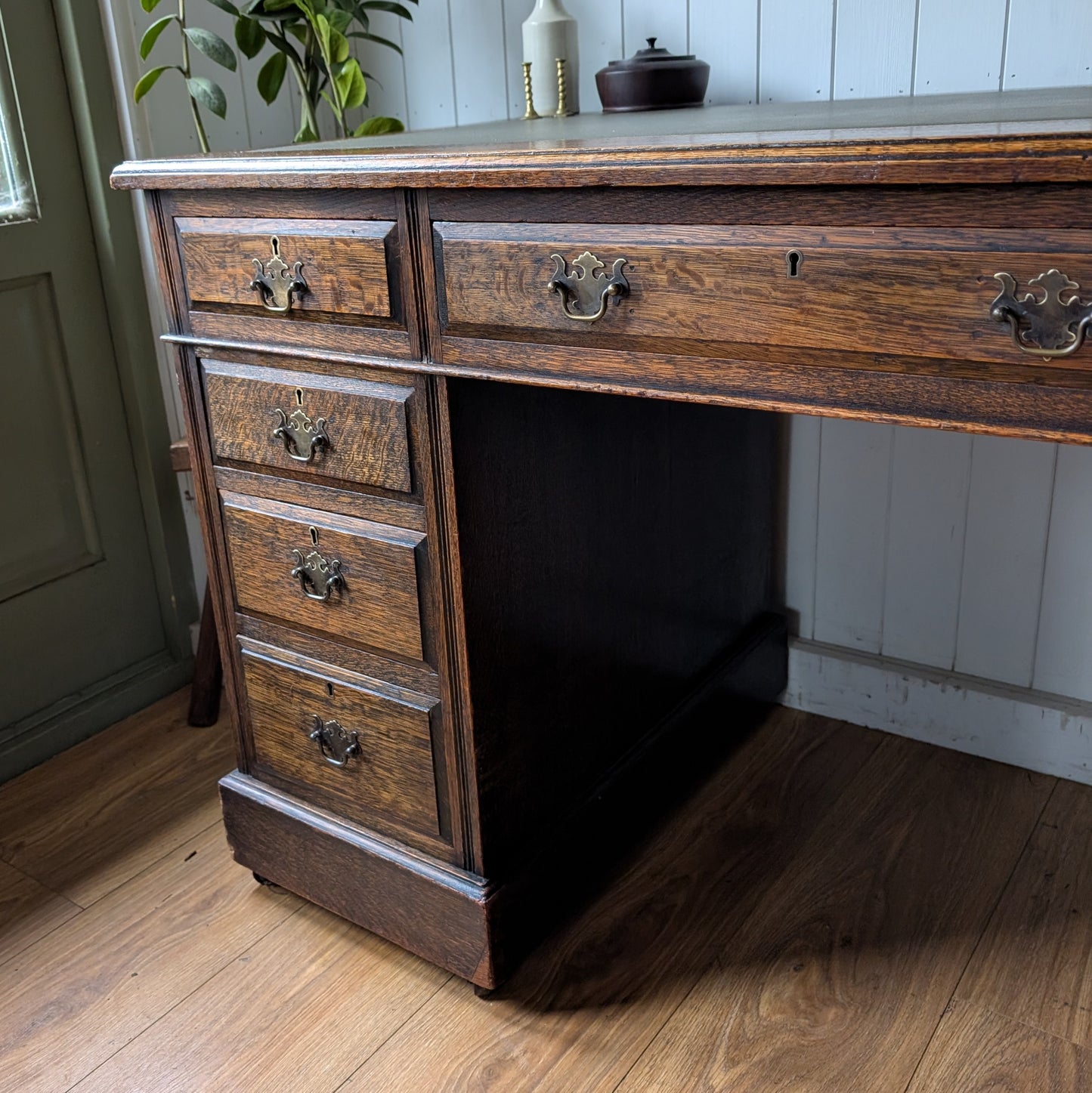Antique Oak Twin Pedestal Desk
