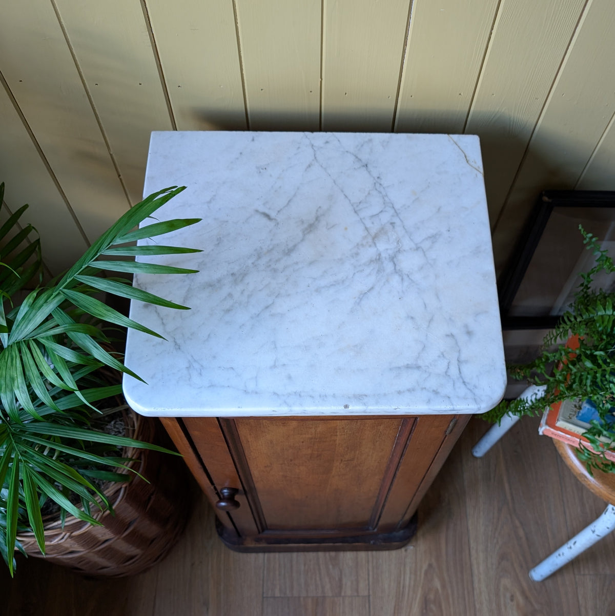 Antique Marble Top Pot Cupboard