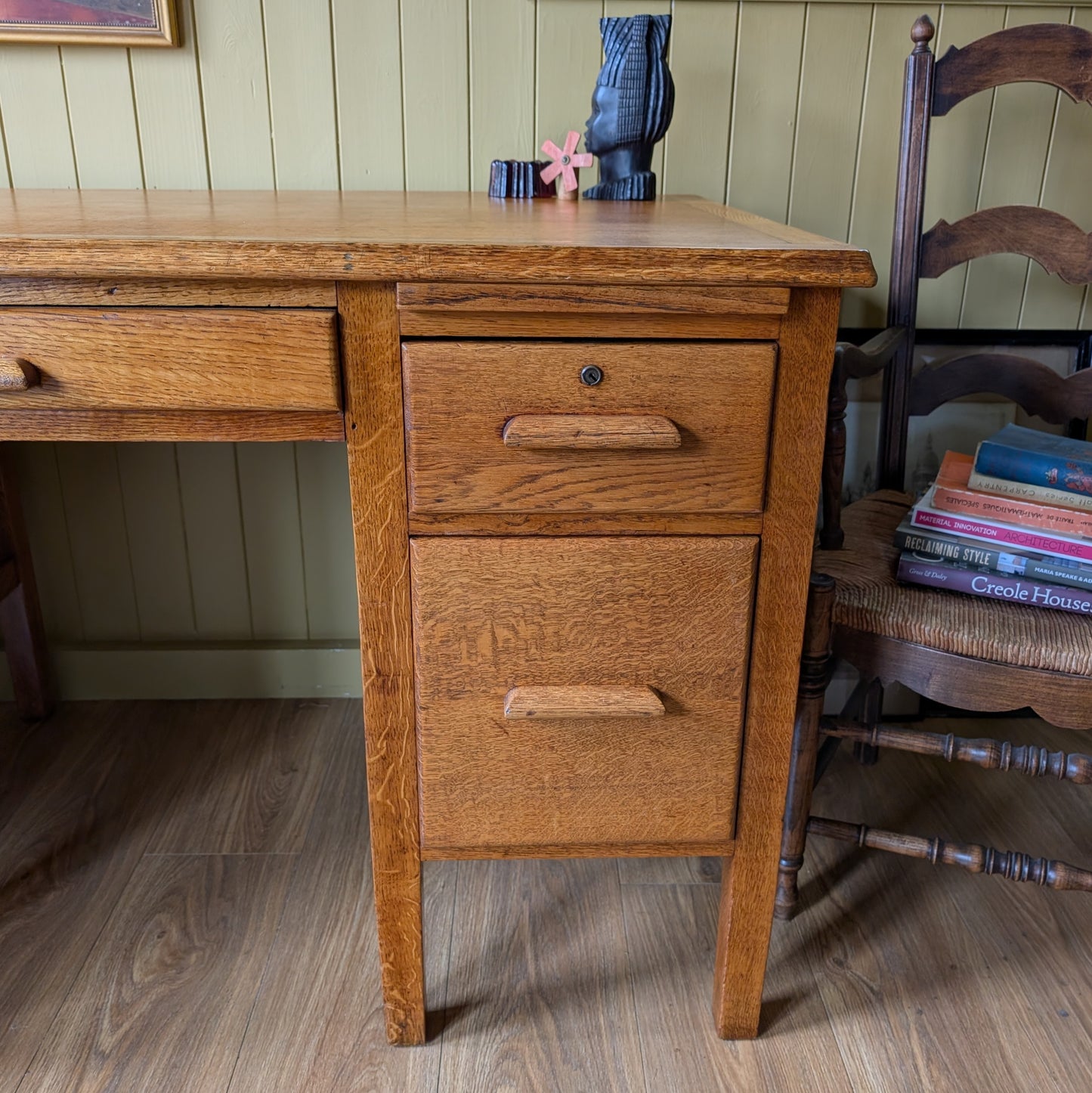 Vintage Oak Twin Pedestal Desk
