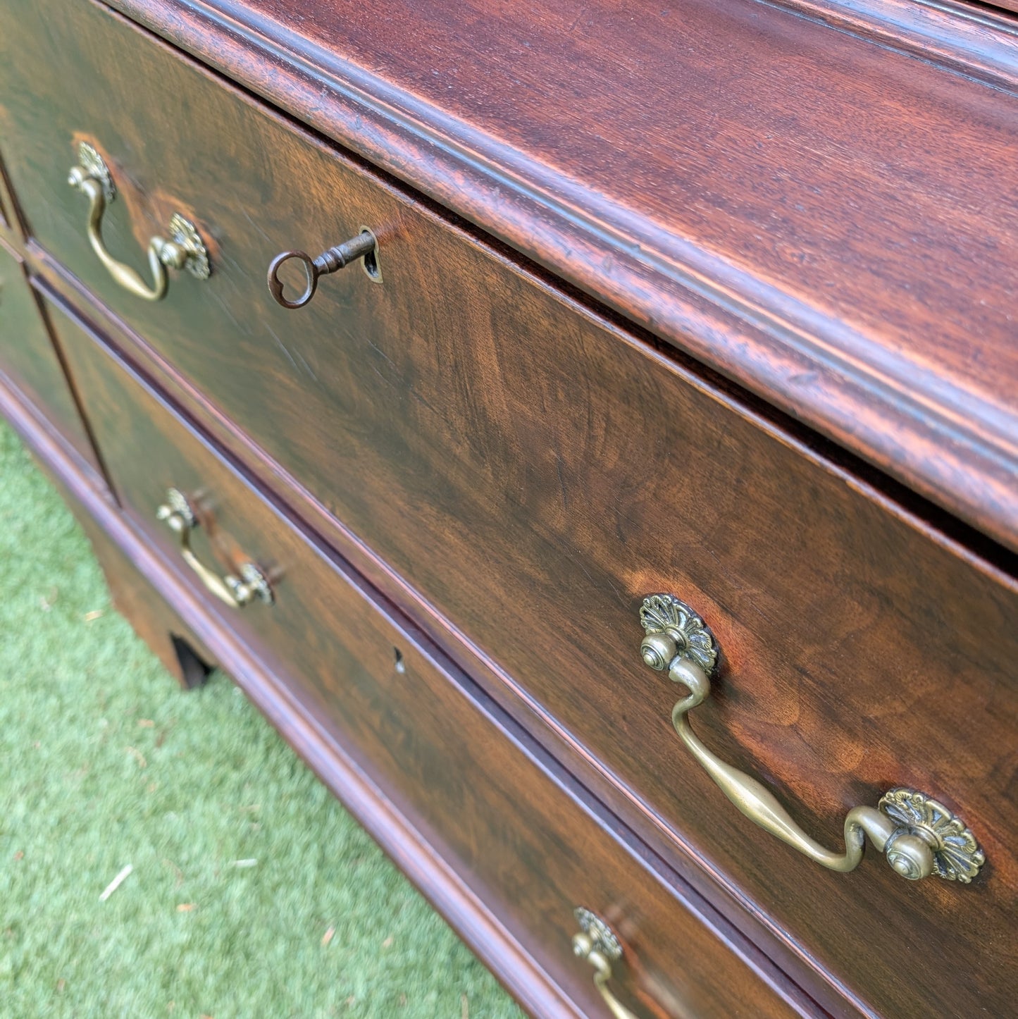 Antique Glazed Bookcase with Drawers
