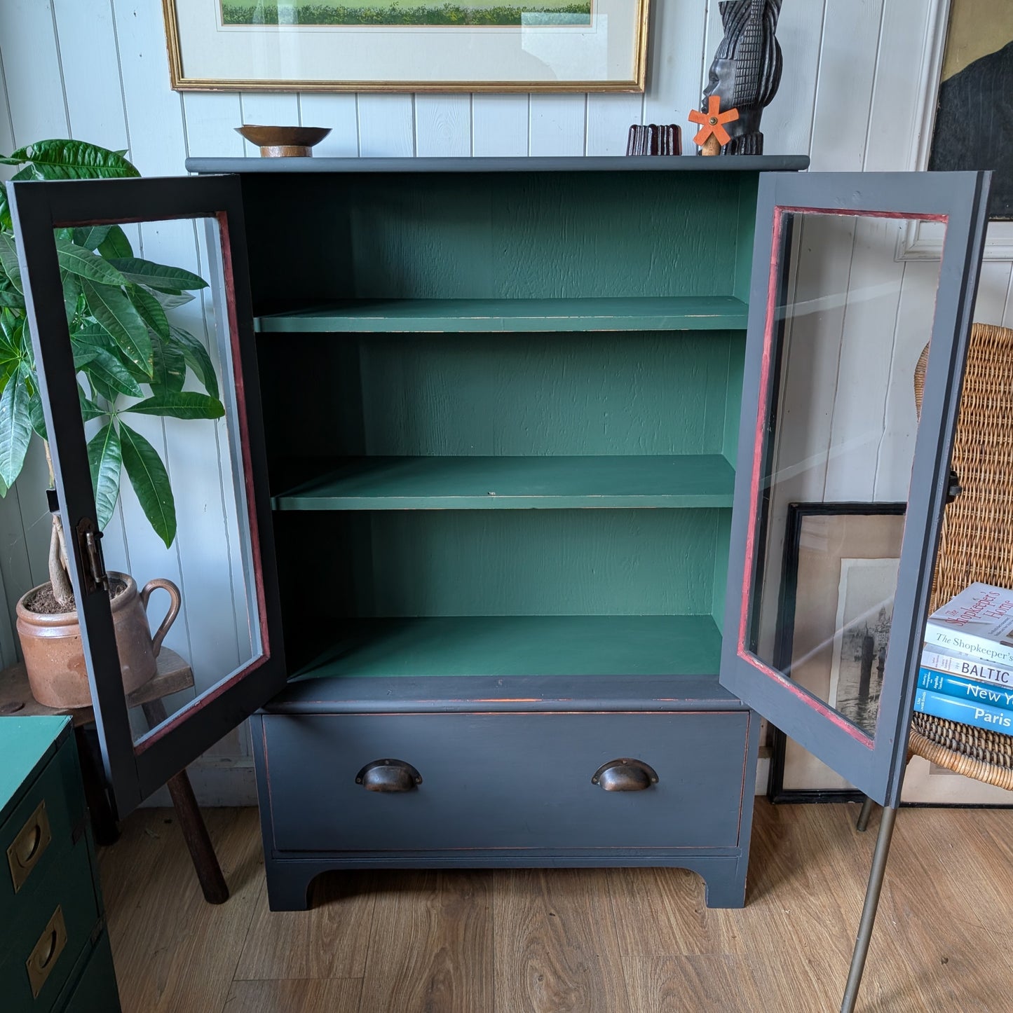 Painted Victorian Glazed Cupboard [ref:7356]