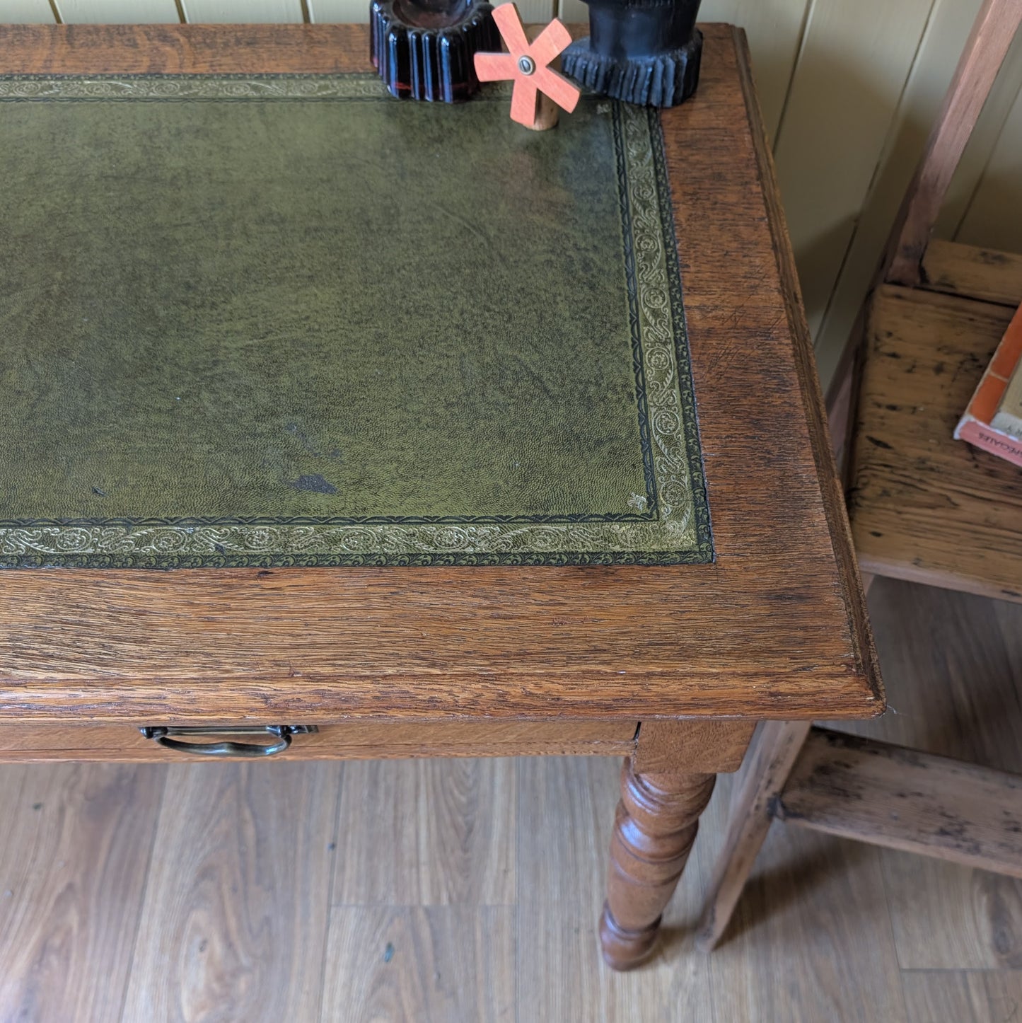 Antique Writing Desk with Leather Top