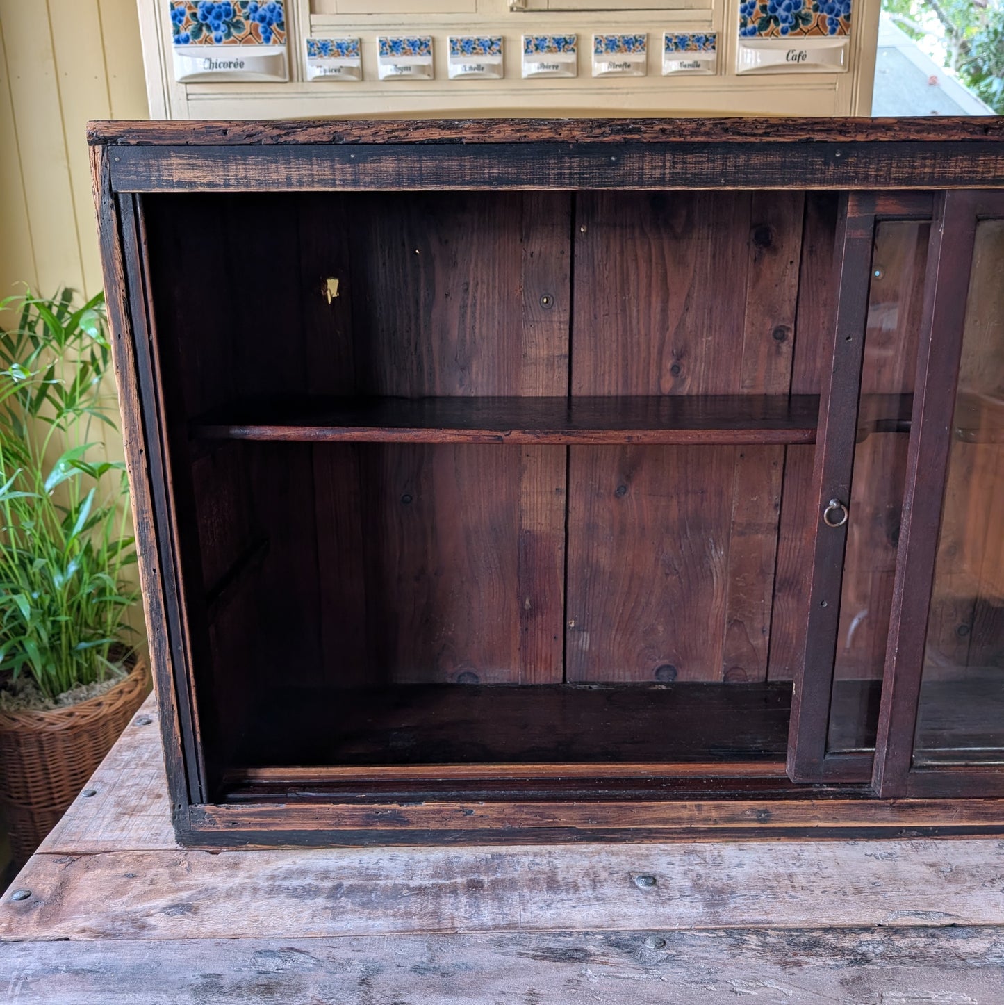 Rustic Victorian Glazed Wall Cabinet