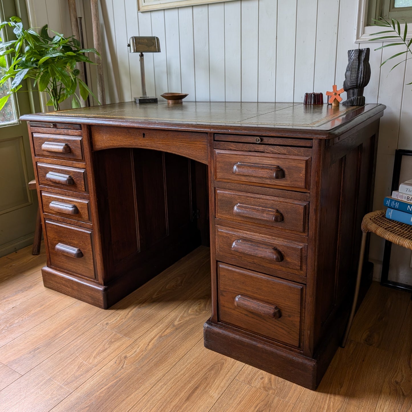Antique Oak Twin Pedestal Desk