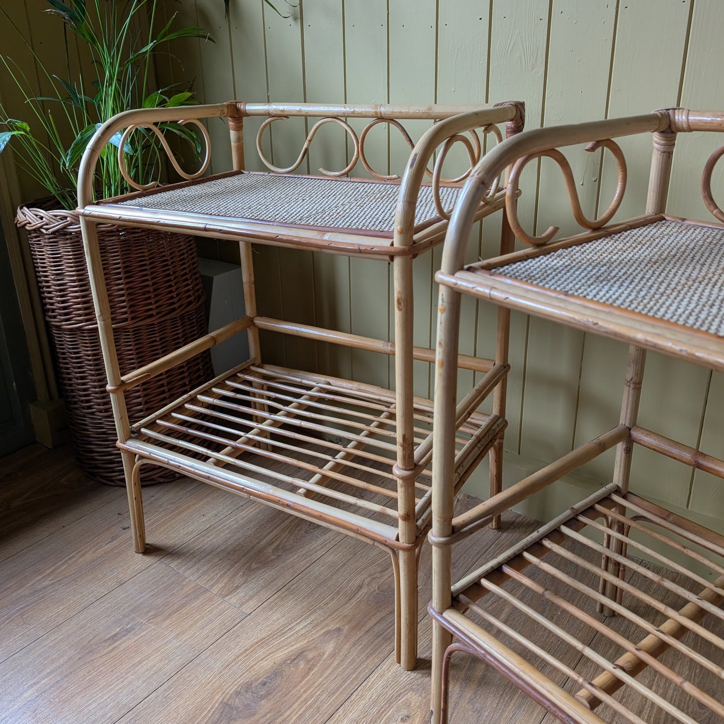 Pair of Mid Century Bamboo Side Tables