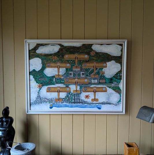 Vintage Military Folk Art Painting "Well Trained at Potters Pad"
