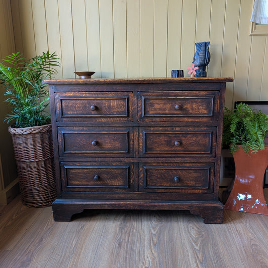 Rustic Solid Oak Antique Chest of Drawers