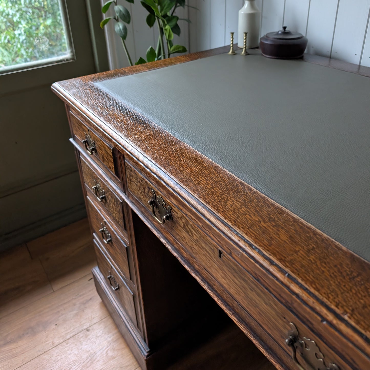 Antique Oak Twin Pedestal Desk