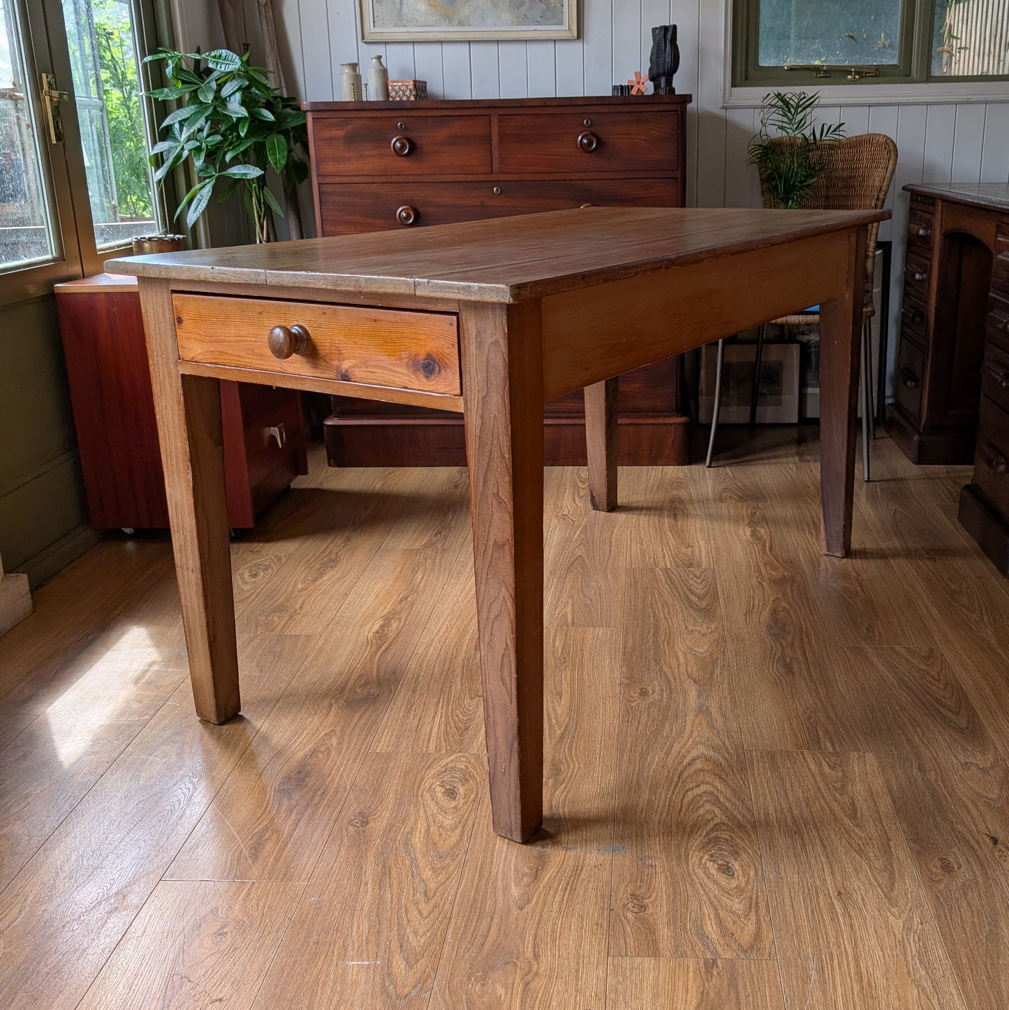 Victorian Kitchen Table and Six Chairs