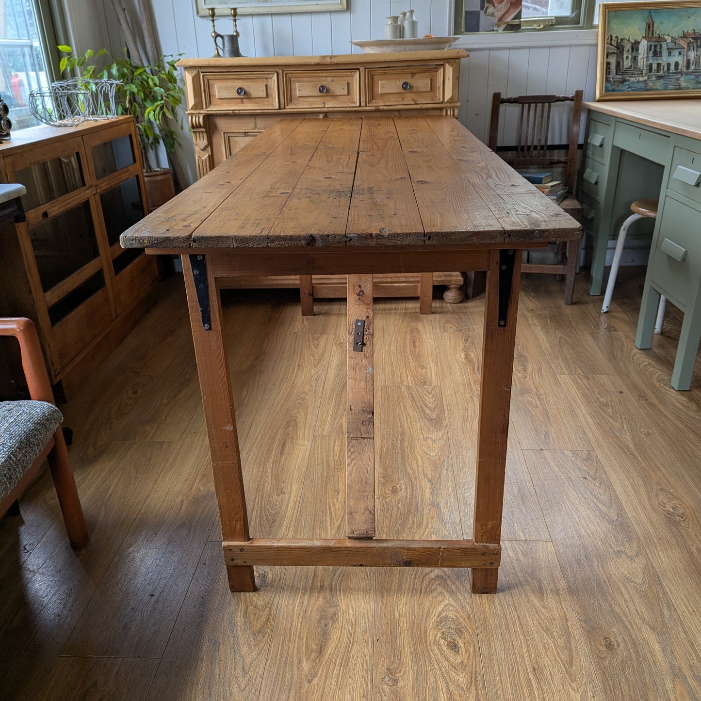 Vintage Pine Trestle Table
