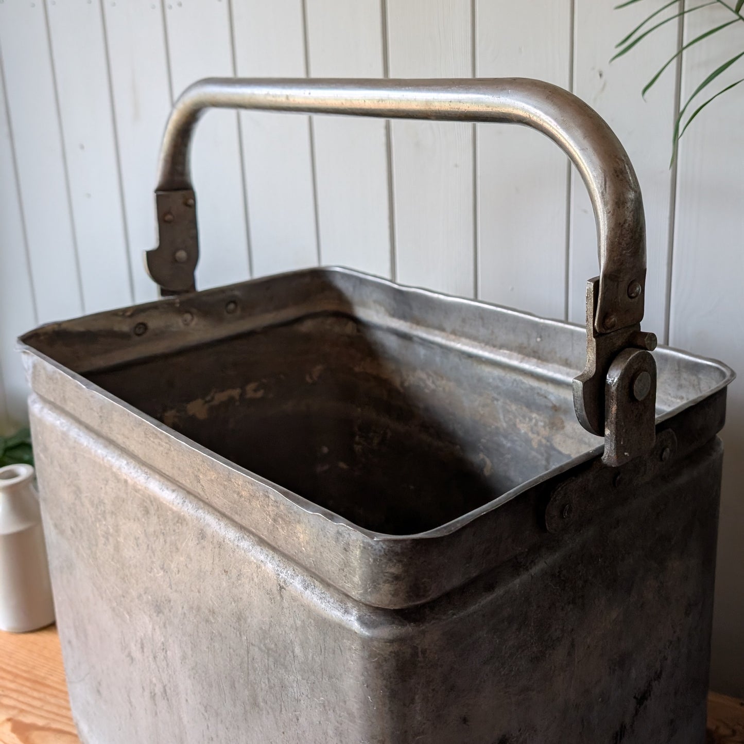 Vintage Galvanised Steel Military Bucket