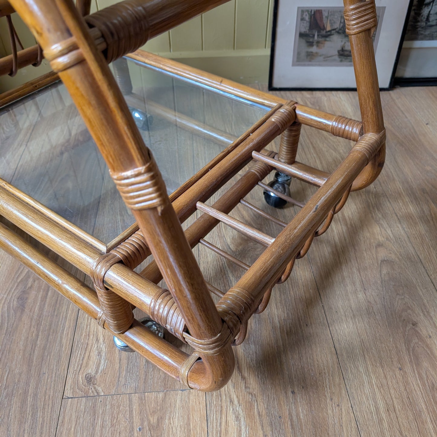1950s Italian Bamboo Bar Cart