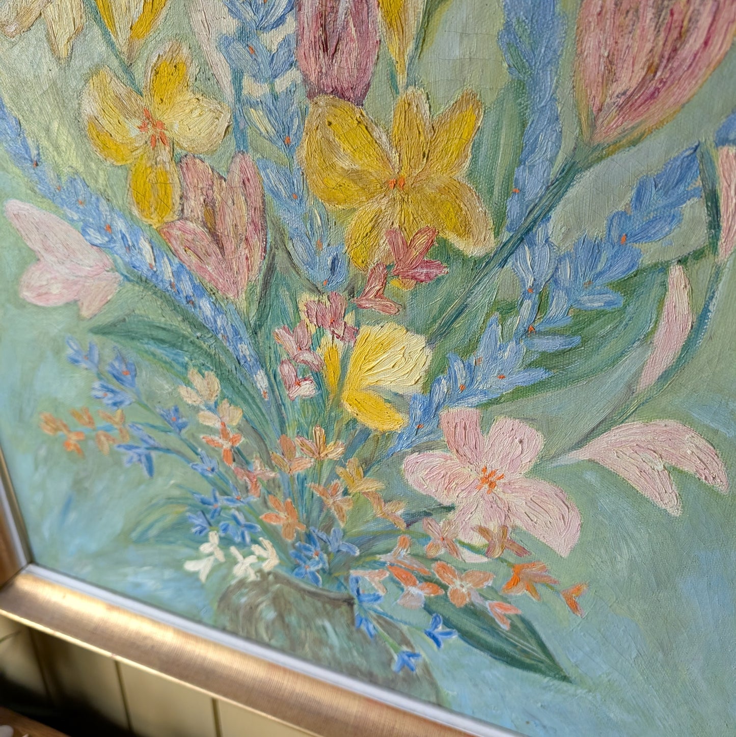Mid-Century Impressionist Floral Oil Painting