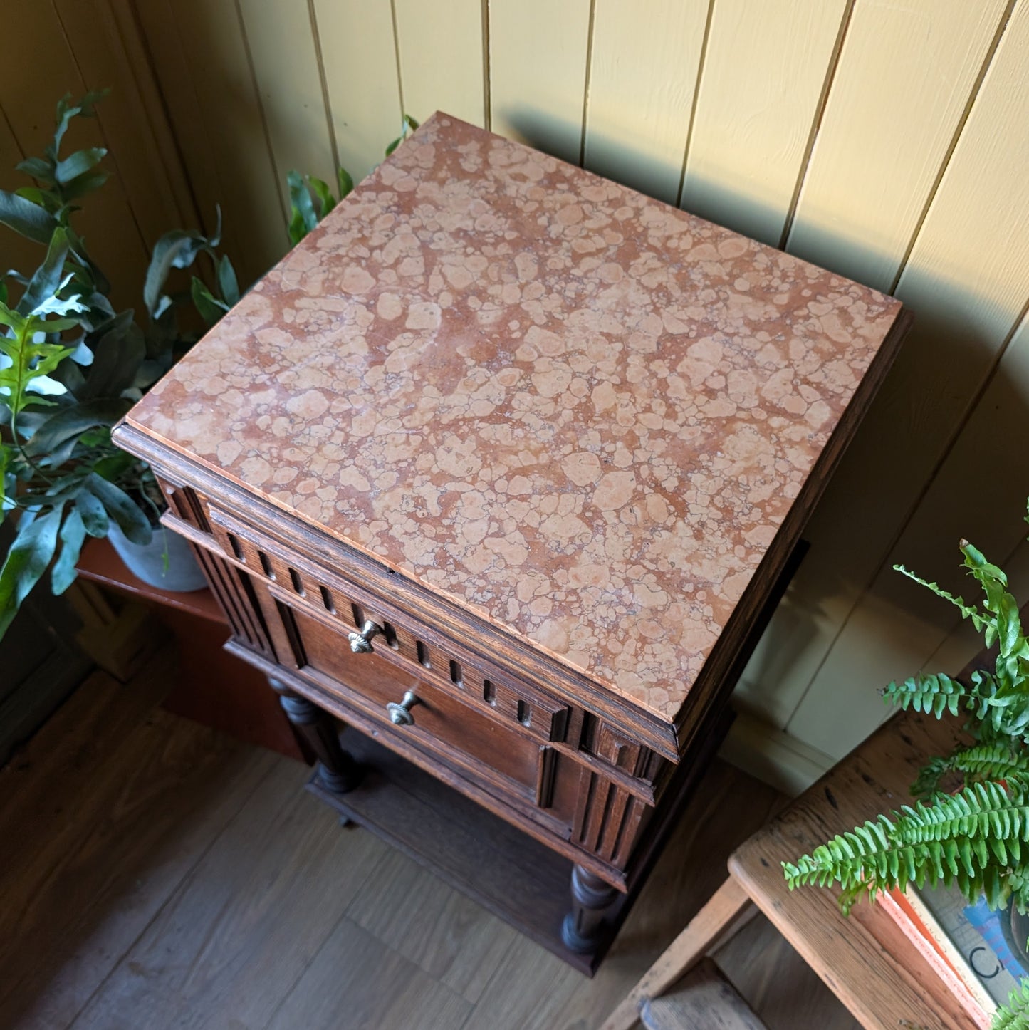 Antique French Marble Top Pot Cupboard