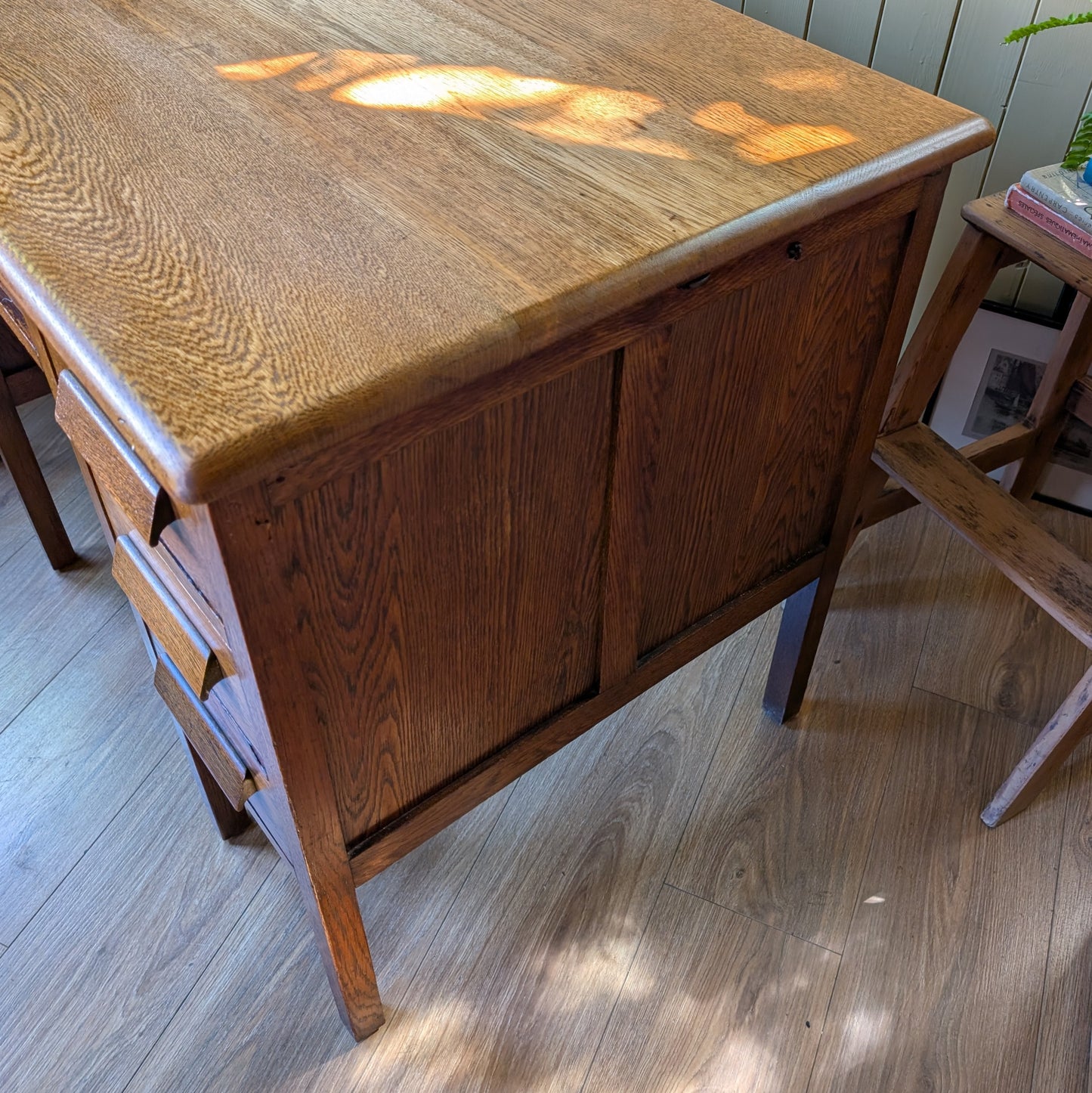 Antique Oak Twin Pedestal Desk