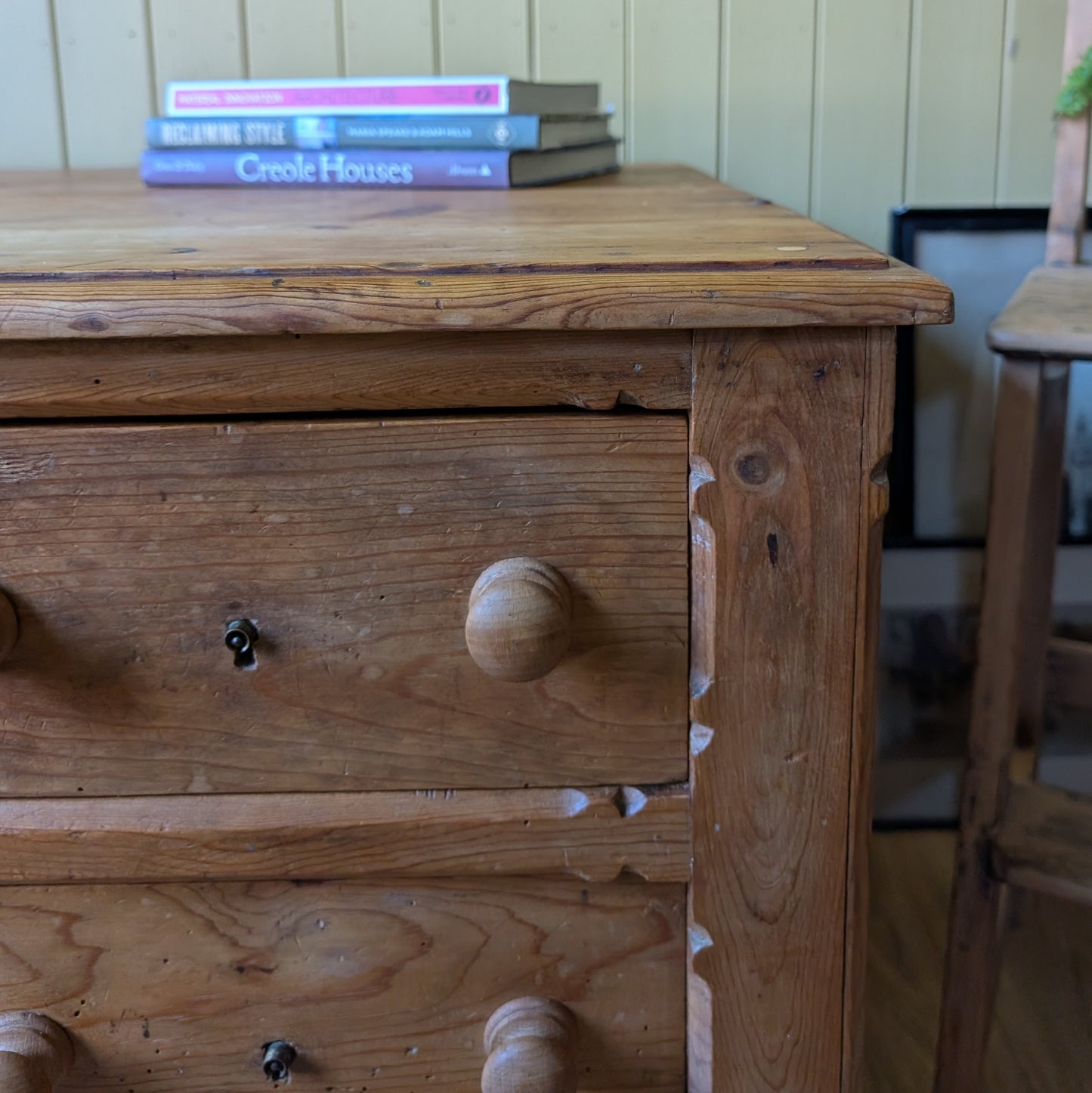 Large Low Antique Bank of Drawers