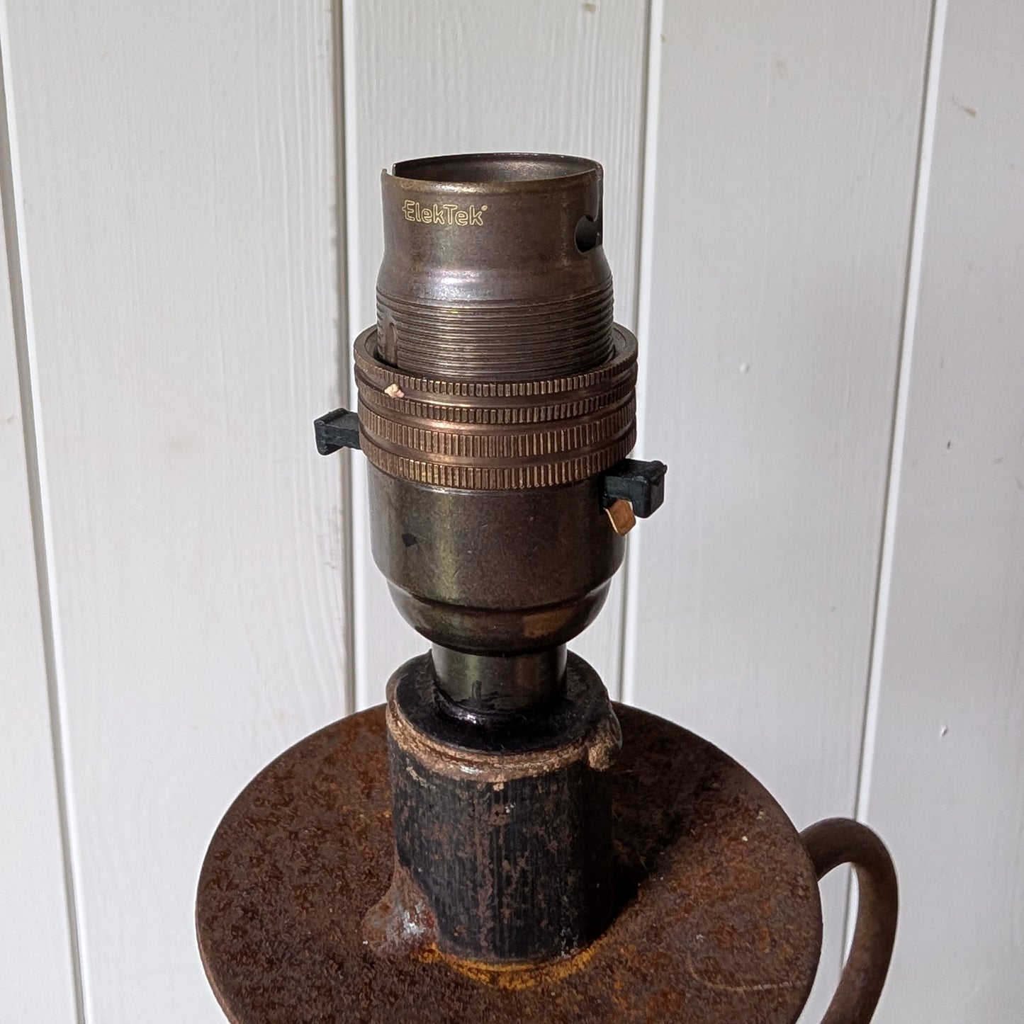 Pair of Large Antique Wrought Iron Lamps