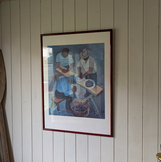 Mid Century Print "Fisherman at Work"