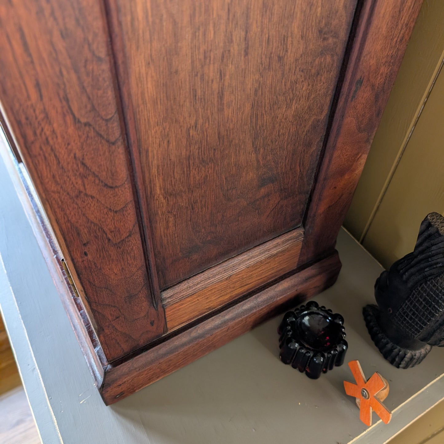 Antique Oak Glazed Countertop Cupboard.