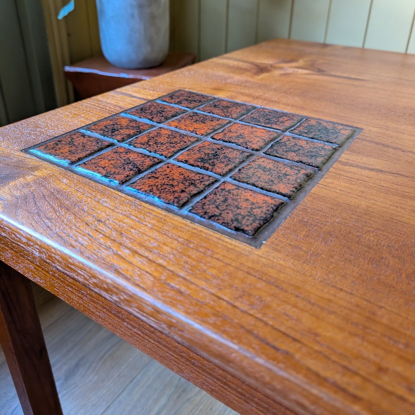 Mid Century Coffee Table with Tiled Insert