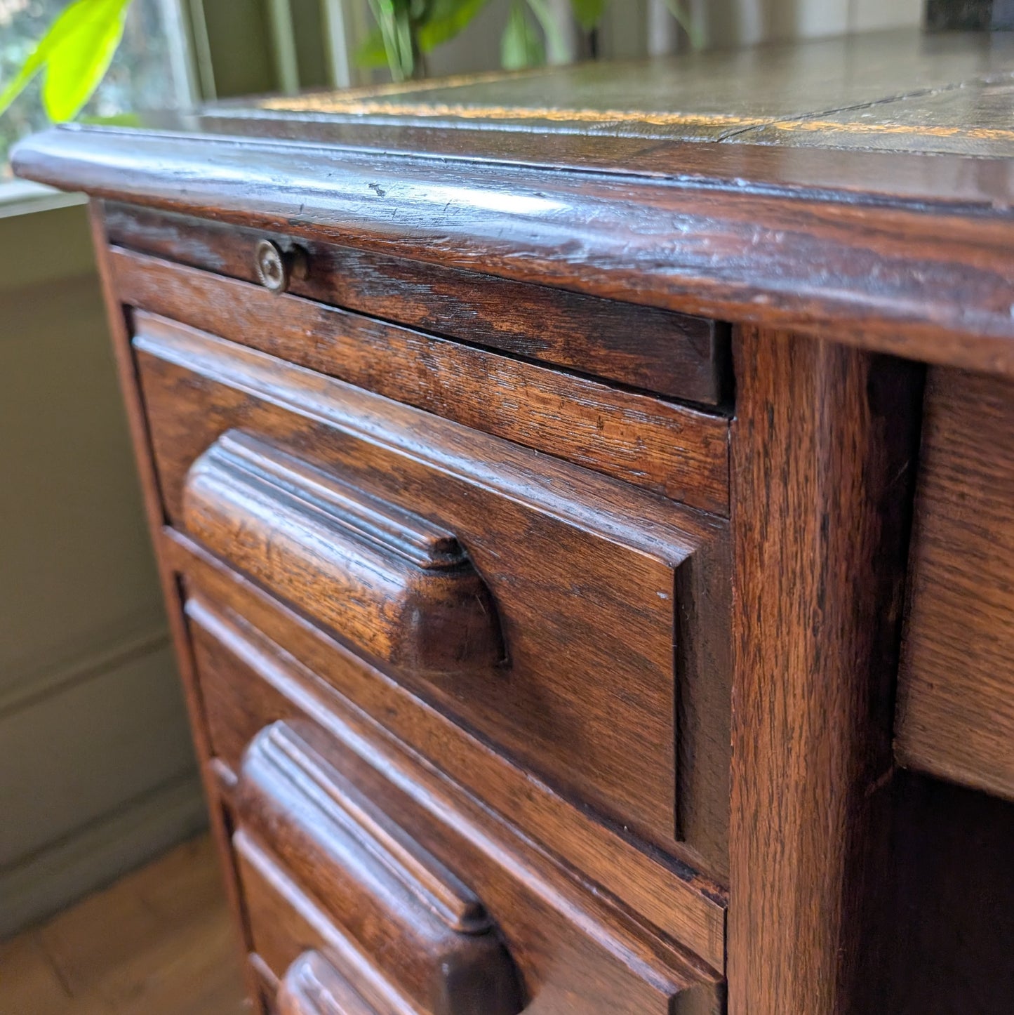 Antique Oak Twin Pedestal Desk