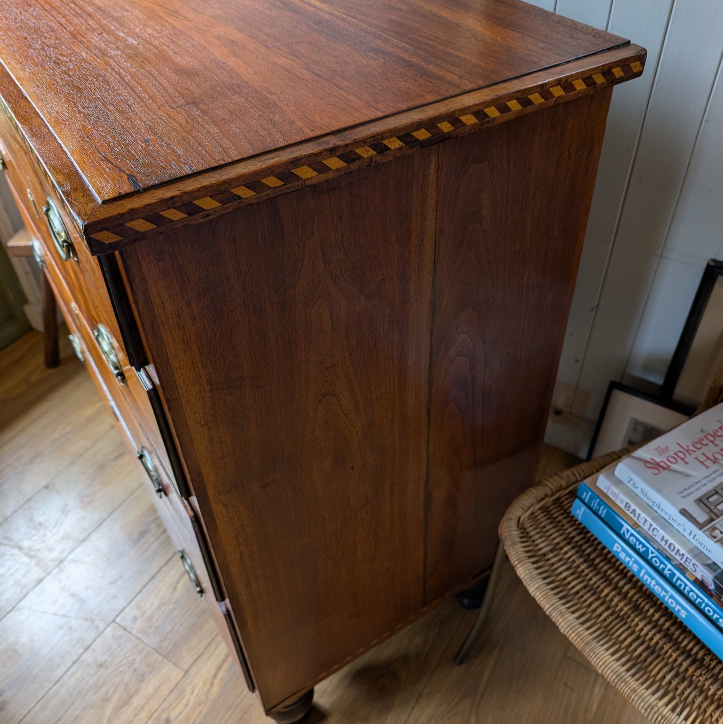 Antique Inlaid Walnut Chest of Drawers