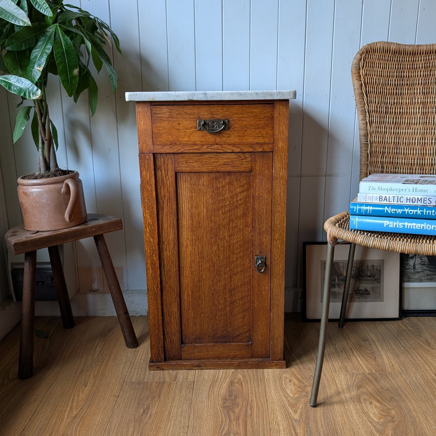 French Marble Top Pot Cupboard